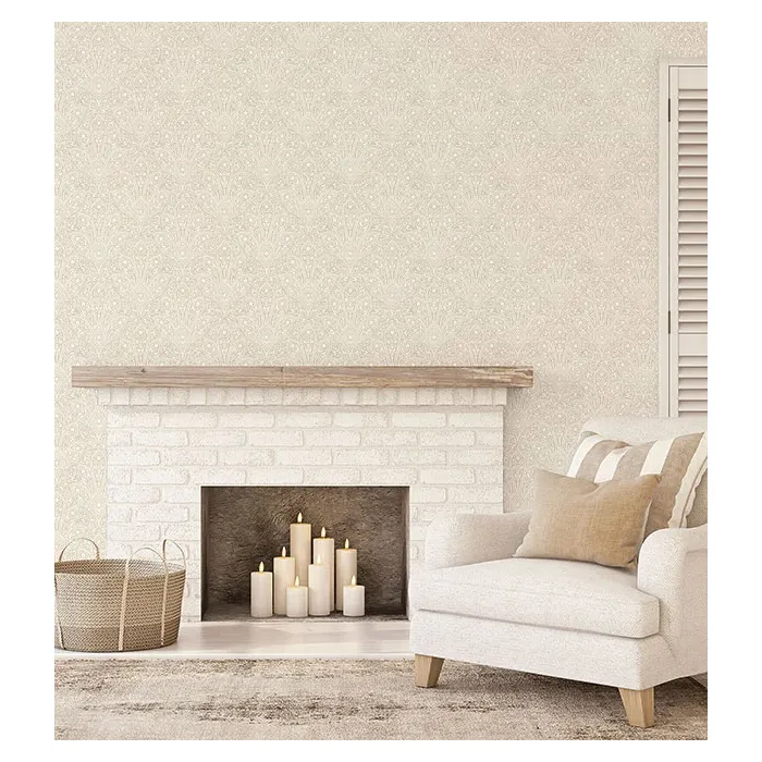 Distressed Paisley Wallpaper Beige, Cream, Cottage White, Antique Swiss Coffee Norwall Wallcovering FH37547