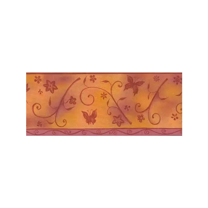 Orange Butterfly Glitter Wallpaper Border