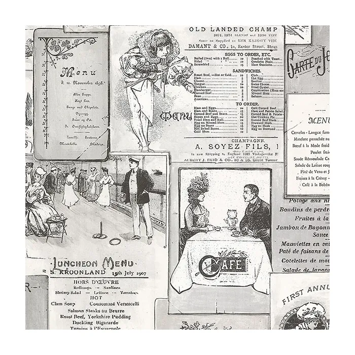 Menu Sidewall Wallpaper Black, Taupe Norwall Wallcovering FK26953