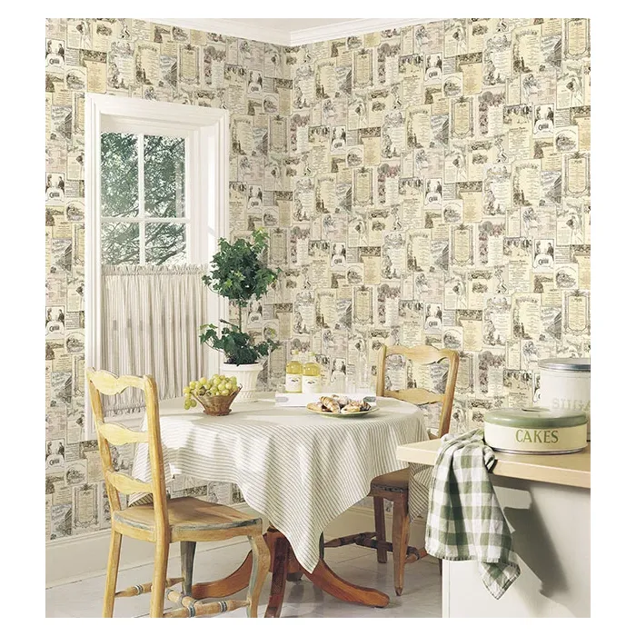 Menu Sidewall Wallpaper Beige, Pink, Blue Norwall Wallcovering FK26955