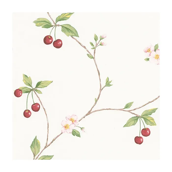 Cherry Trail Wallpaper Red, Green Norwall Wallcovering FK26957