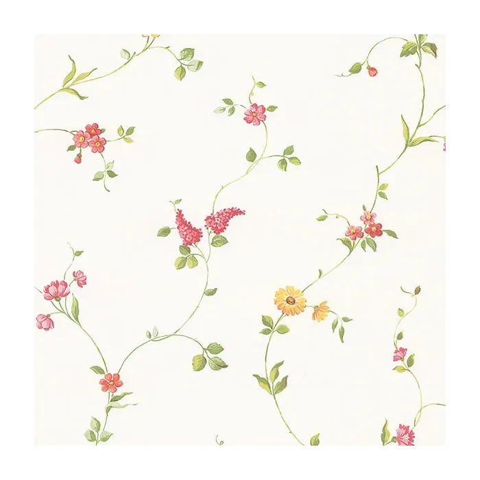 Multi Floral Trail Wallpaper Yellow, Red, Green Norwall Wallcovering FK26958