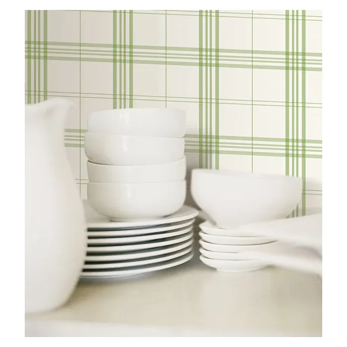 Kitchen Plaid Wallpaper Green Norwall Wallcovering FK34401