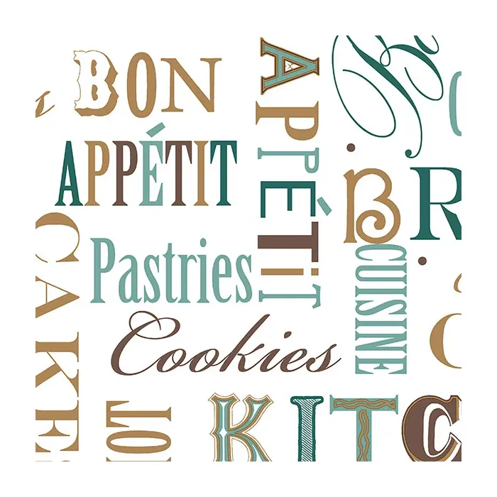 Kitchen Script Wallpaper Brown, Teal Norwall Wallcovering FK34412
