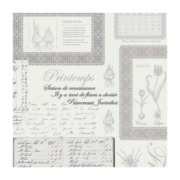 Printemps Script Wallpaper Black, Grey Norwall Wallcovering FK34417