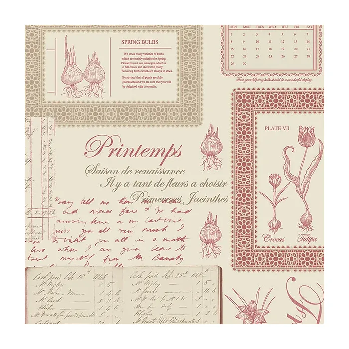 Printemps Script Wallpaper Beige, Pink, Cream Norwall Wallcovering FK34418
