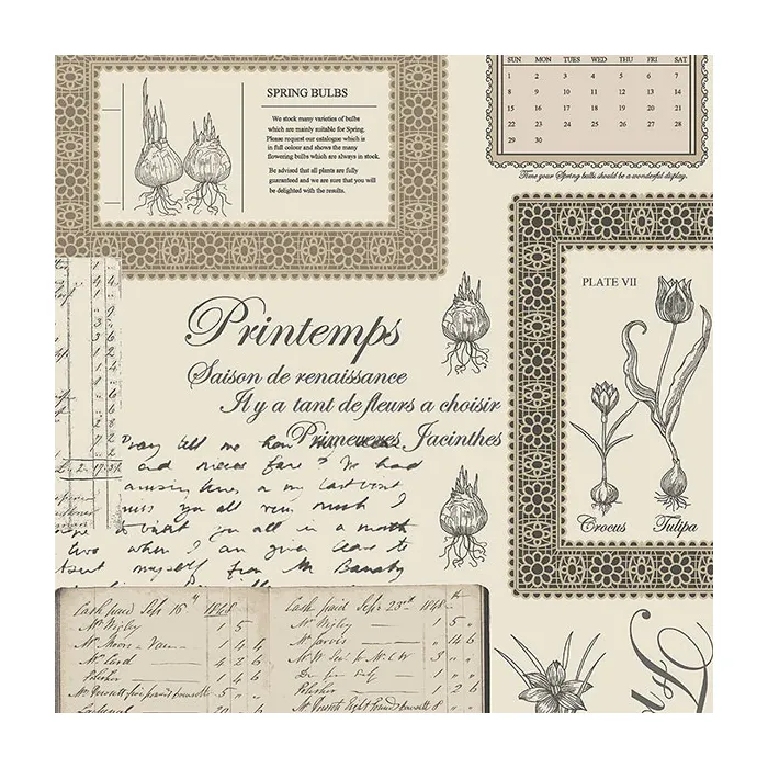 Printemps Script Wallpaper Beige, Charcoal, Black Norwall Wallcovering FK34419