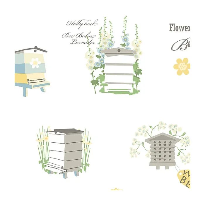 Bee Hive Wallpaper Yellow, Green, Grey Norwall Wallcovering FK34423