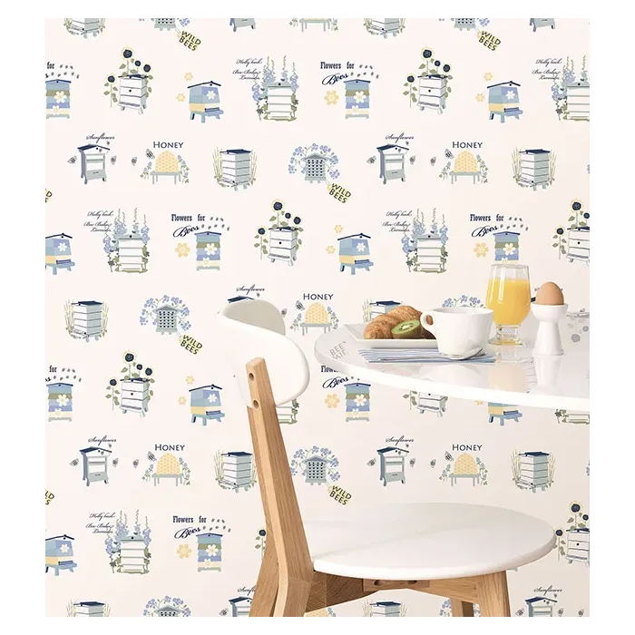 Bee Hive Wallpaper Blue, Yellow Norwall Wallcovering FK34424