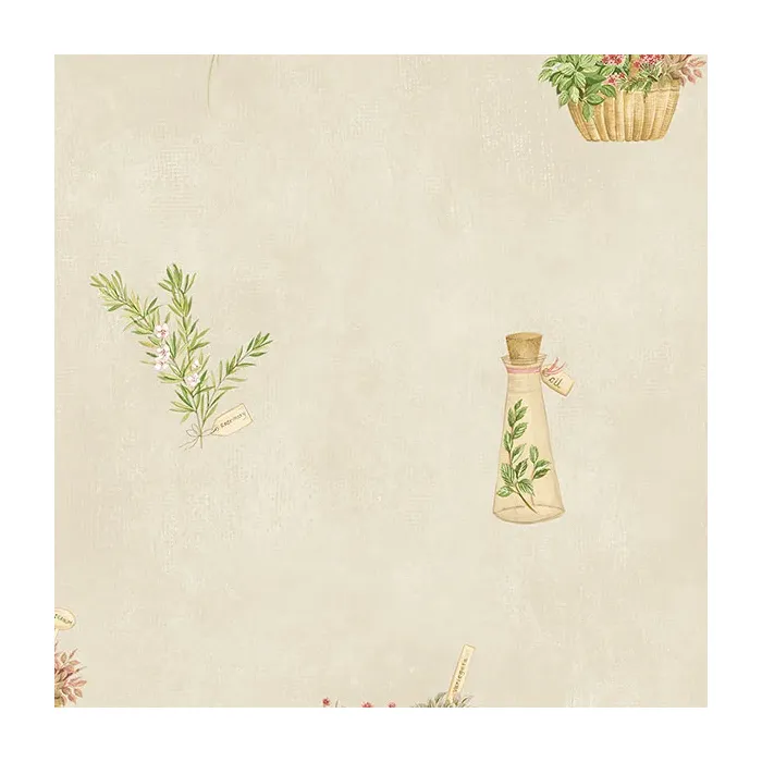 Fresh Herbs Wallpaper Red, Cream, Green Norwall Wallcovering FK34430