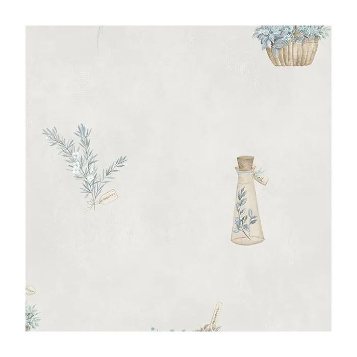 Fresh Herbs Wallpaper Blue, Taupe Norwall Wallcovering FK34431