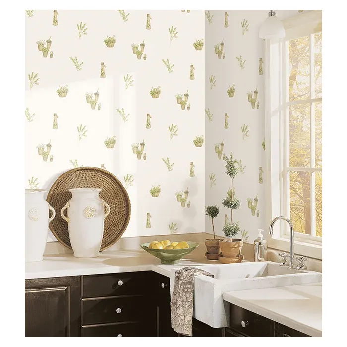 Fresh Herbs Wallpaper Beige, Green Norwall Wallcovering FK34432