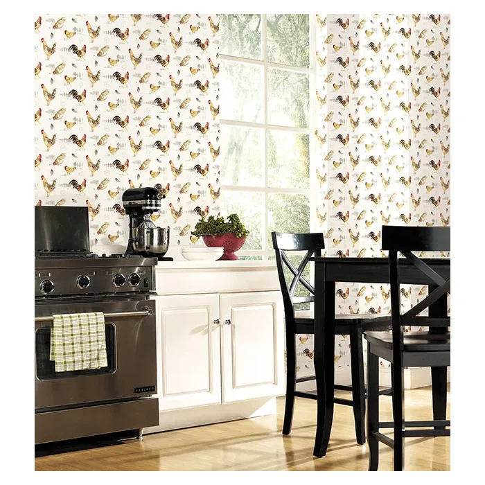Fresh Chicken Wallpaper Red, Yellow, Brown Norwall Wallcovering FK34433