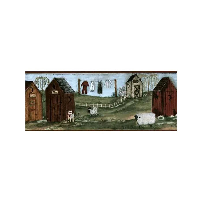 Burgundy Outhouse Wallpaper Border