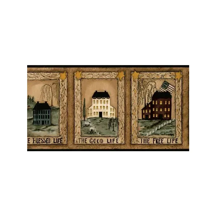 Framed Shaker House Mustard Wallpaper Border