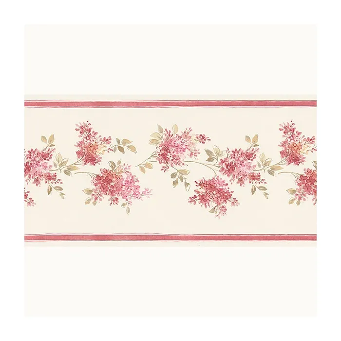 Lilac Wallpaper Border Cream, Pink, Red Norwall Wallcovering FK78461