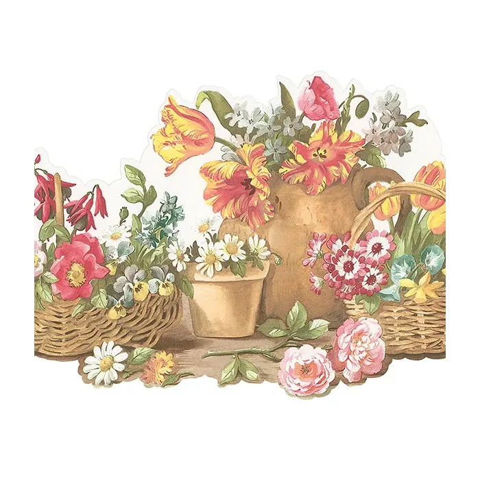 Die Cut Basket Wallpaper Border Red, Brown, Yellow Norwall Wallcovering FK78464DC