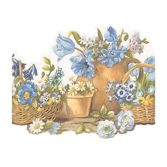 Die Cut Basket Wallpaper Border Blue, Brown Norwall Wallcovering FK78465DC