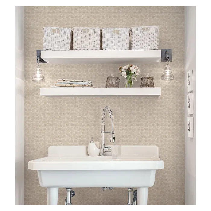 Shades of Taupe Faux 1/2" Tiles Taupes, Off White Norwall Wallcovering G67415