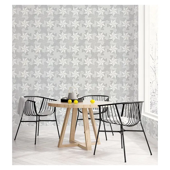 Inlay Wood Wallpaper Grey Silver, Metallic Silver Accents, Dove, Pencil Norwall Wallcovering G67985
