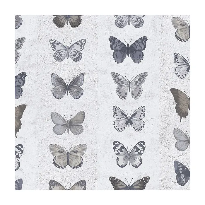 Jewel Butterflies Stripe Wallpaper Blue, Grey, Dove, Brown Norwall Wallcovering G67991