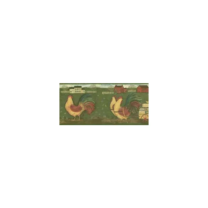 Rooster With Egg Cart Wallpaper Border