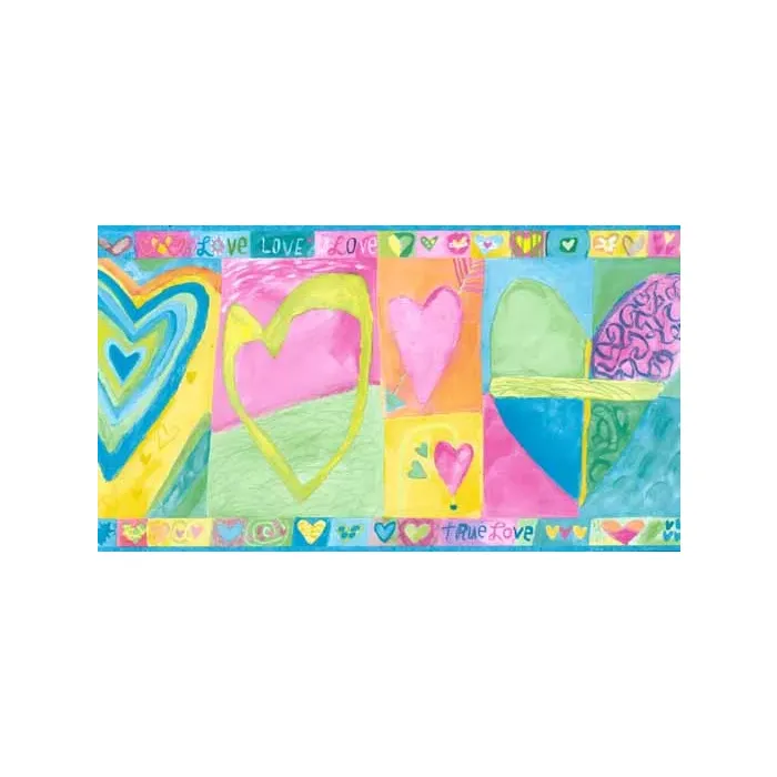 Multi-Color Hearts Wall Paper Border