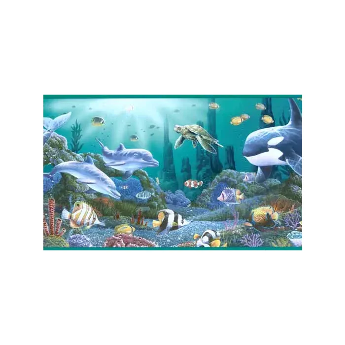 Aqua Ocean Life Wallpaper Border