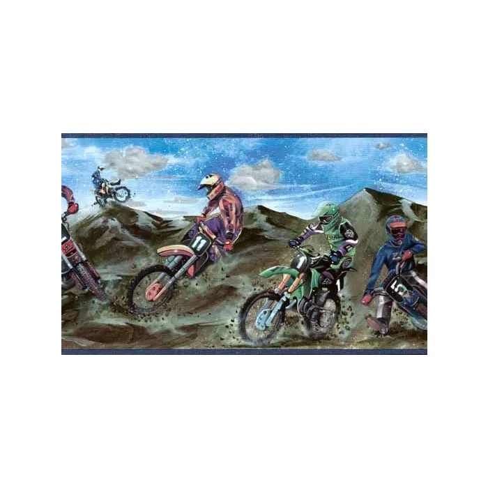 Blue Motocross Wallpaper Border