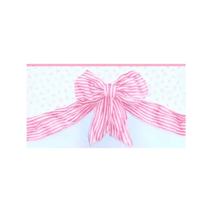 Bow and Flower Pink Wallpaper Border