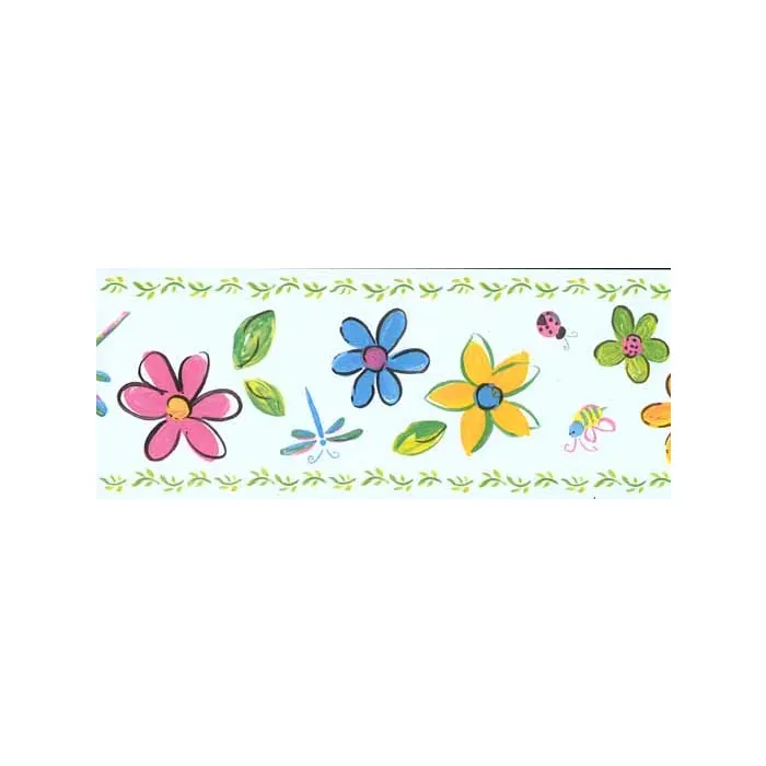 Multi Colored Flowers Wall Paper Border