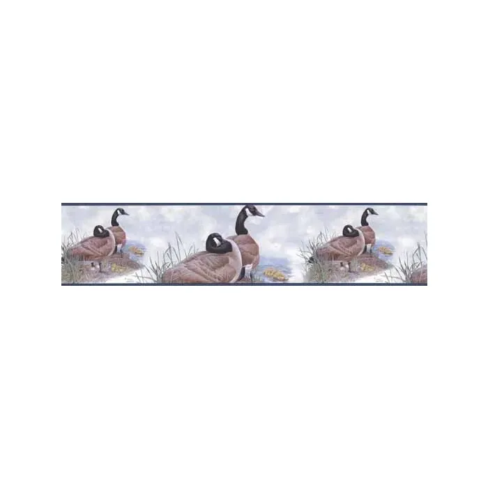 A Family of Geese Blue Wallpaper Border