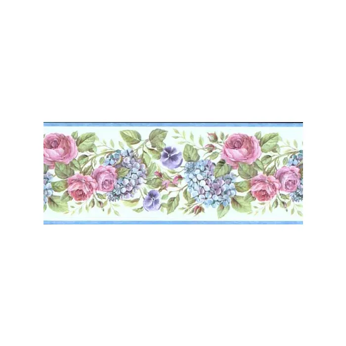 Lilac and Rose Blue Wall Paper Border