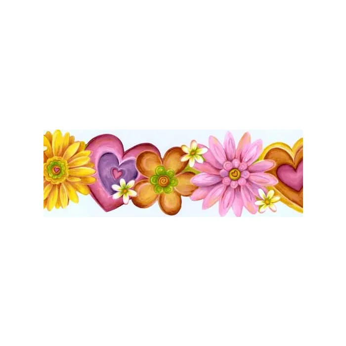 Flower and Heart Power Wallpaper Border