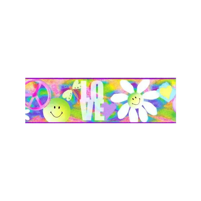 Peace and Love Tie Dyed Wallpaper Border