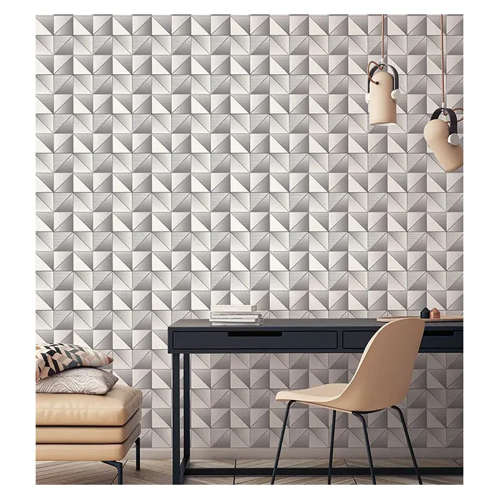 Cubist Wallpaper Metallic Silver, Grey, Dove Norwall Wallcovering GX37630