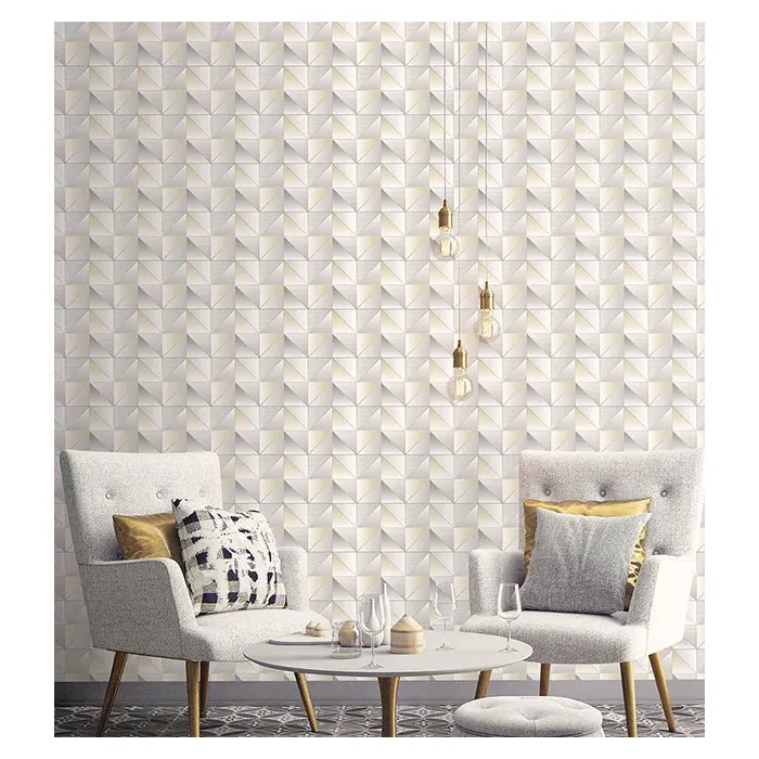 Cubist Wallpaper Yellow, Metallic Silver, Silver Norwall Wallcovering GX37631