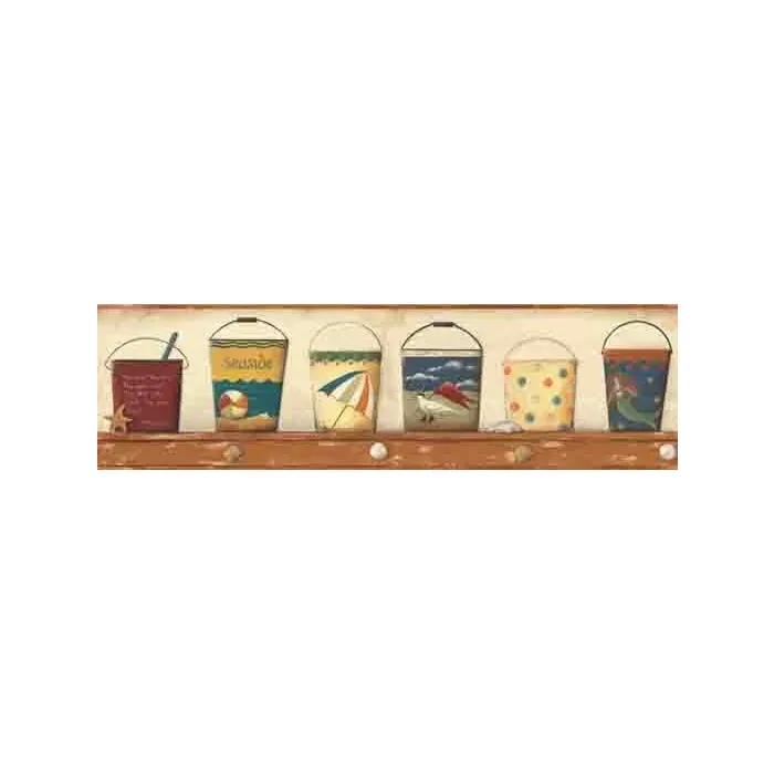Terracota Beach Pails Wallpaper Border