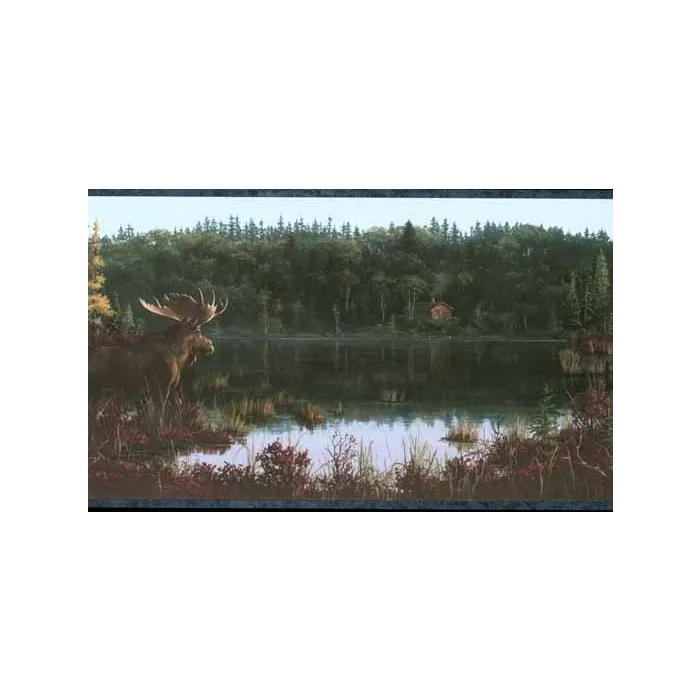 Moose by the Lake Wallpaper Border