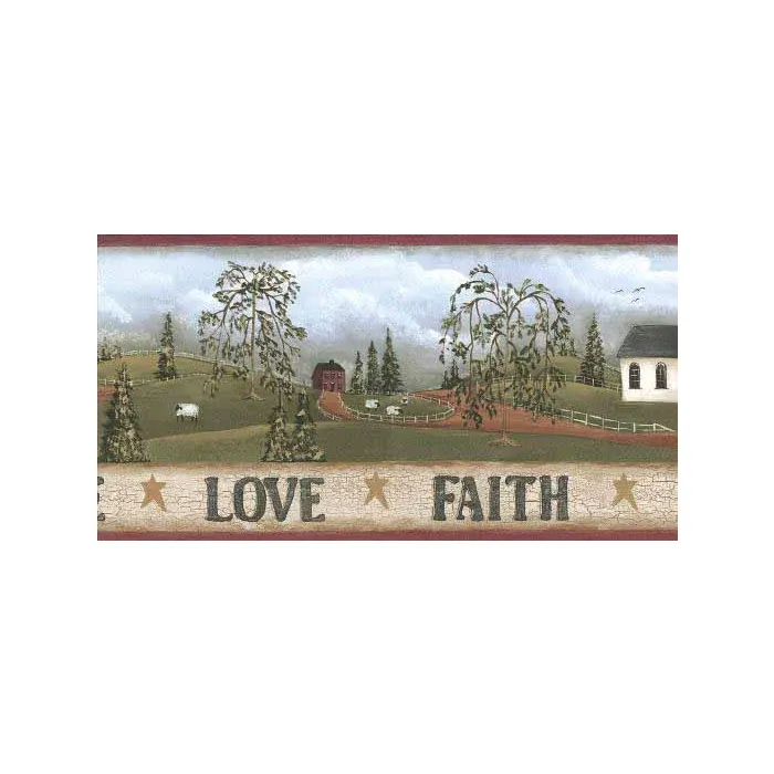 Country Church Wallpaper Border