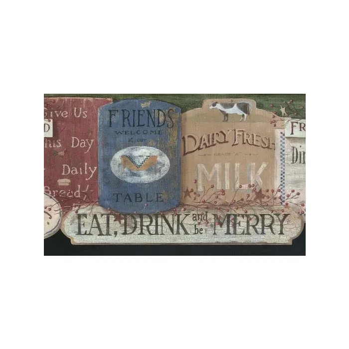 Eat Drink and Be Merry Wallpaper Border