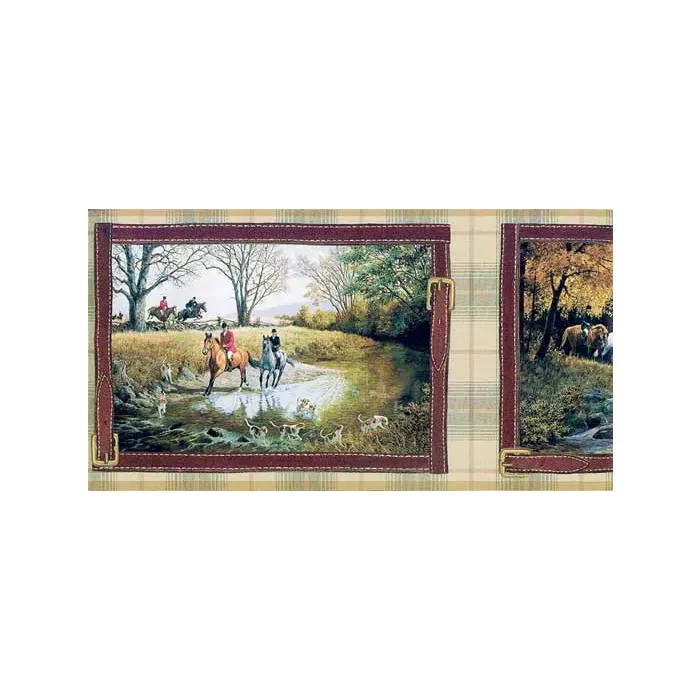 Framed British on Horses Wallpaper Border