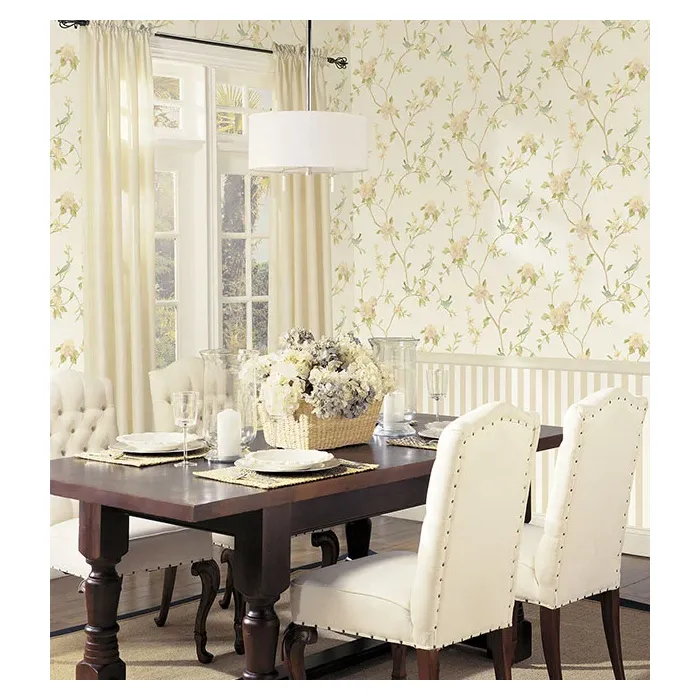 Floral Bird Sidewall Wallpaper Pink, Yellow, Green, Aqua Norwall Wallcovering HM26326