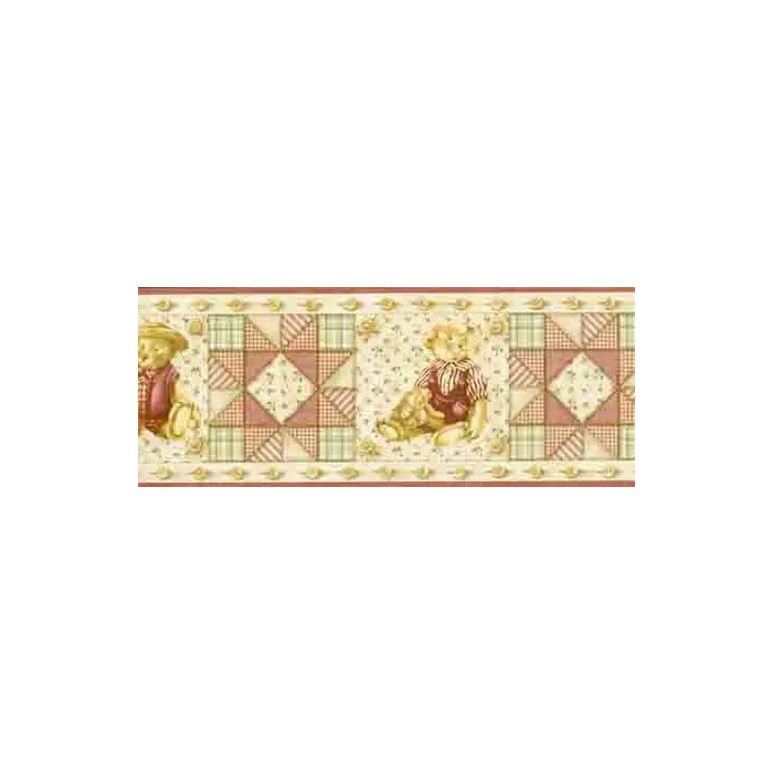 Quilted Country Bear and Button Wallpaper Border