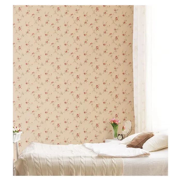 In-Reg White Wedding Trail Wallpaper Tan, Taupe, Beige, Red Norwall Wallcovering IM36400