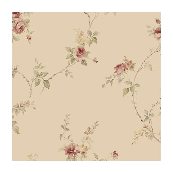 In-Reg White Wedding Trail Wallpaper Tan, Taupe, Beige, Red Norwall Wallcovering IM36400