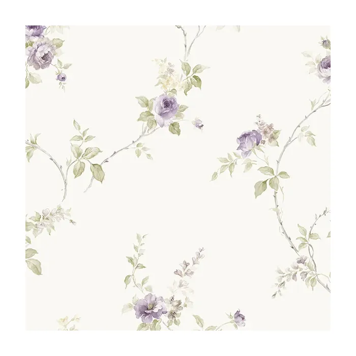 In-Reg White Wedding Trail Wallpaper Beige, Purple, Yellow Norwall Wallcovering IM36401