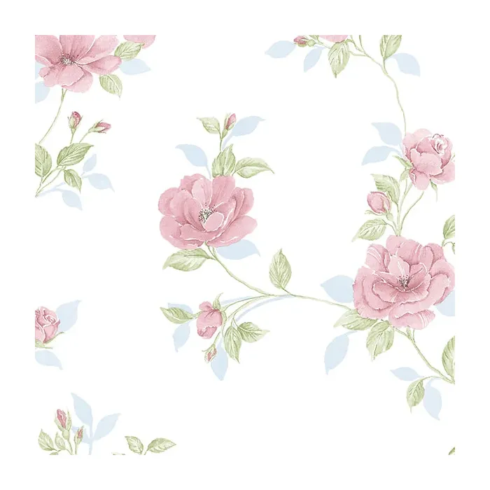 In Register Rose Trail Wallpaper Cream, Beige, Pink, Blue, Green Norwall Wallcovering IM36403