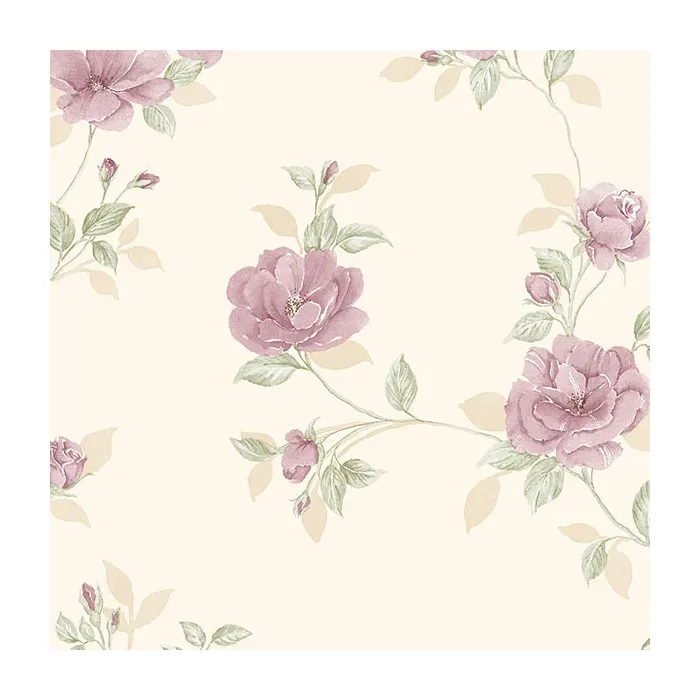 In Register Rose Trail Wallpaper Cream, Pink, Green Norwall Wallcovering IM36404