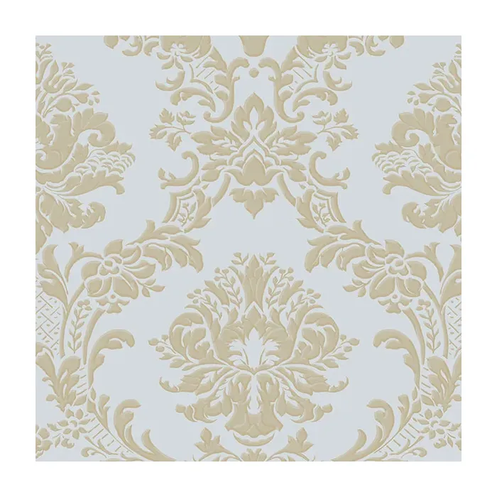 In Register Classic Damask Wallpaper Blue, Metallic Gold Norwall Wallcovering IM36405